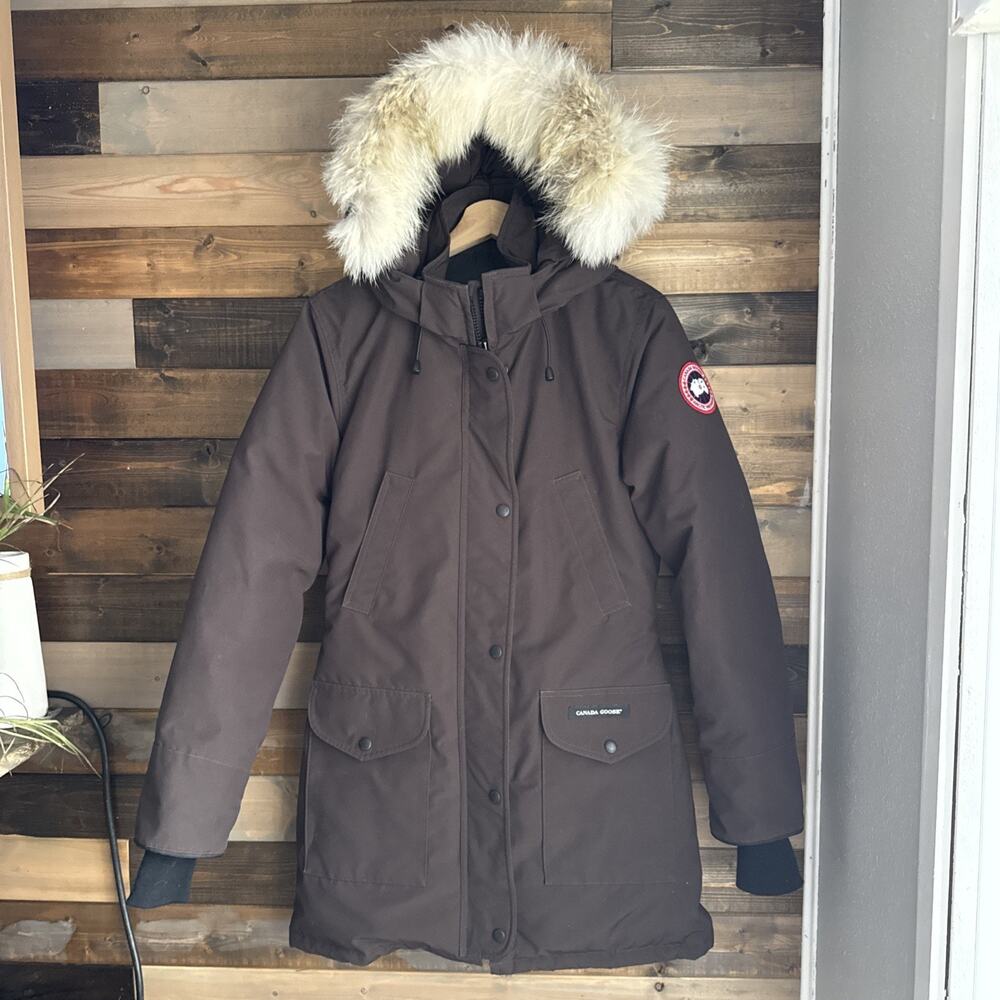 Canada Goose Trillium Down Parka Coyote Fur Charred Wood S/P 6550L Warm Winter